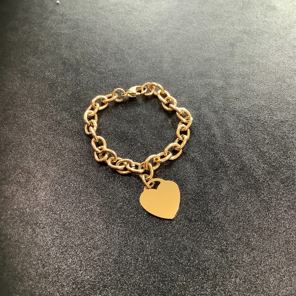 Gold Plated Dangling Heart Charm Bracelet 61/2”